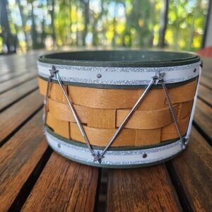 2012 Longaberger Tree Trimming Drum Basket Dark Gree Silver Accent Holiday Decor